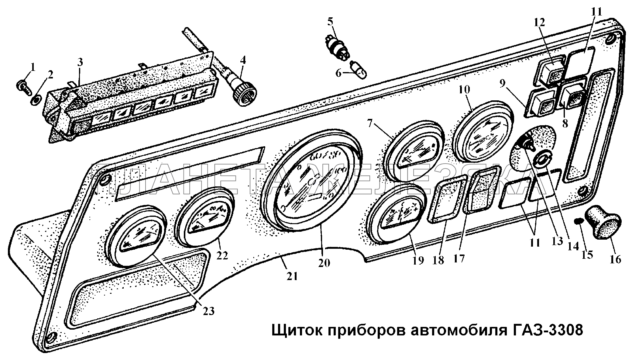 Щиток приборов автомобиля ГАЗ-3308 ГАЗ-3308